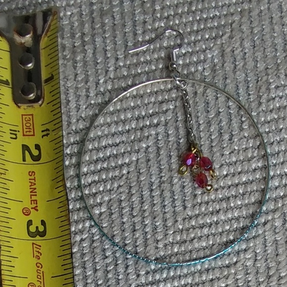 hand crafted distressed hoop dangle earrings - Picture 5 of 9